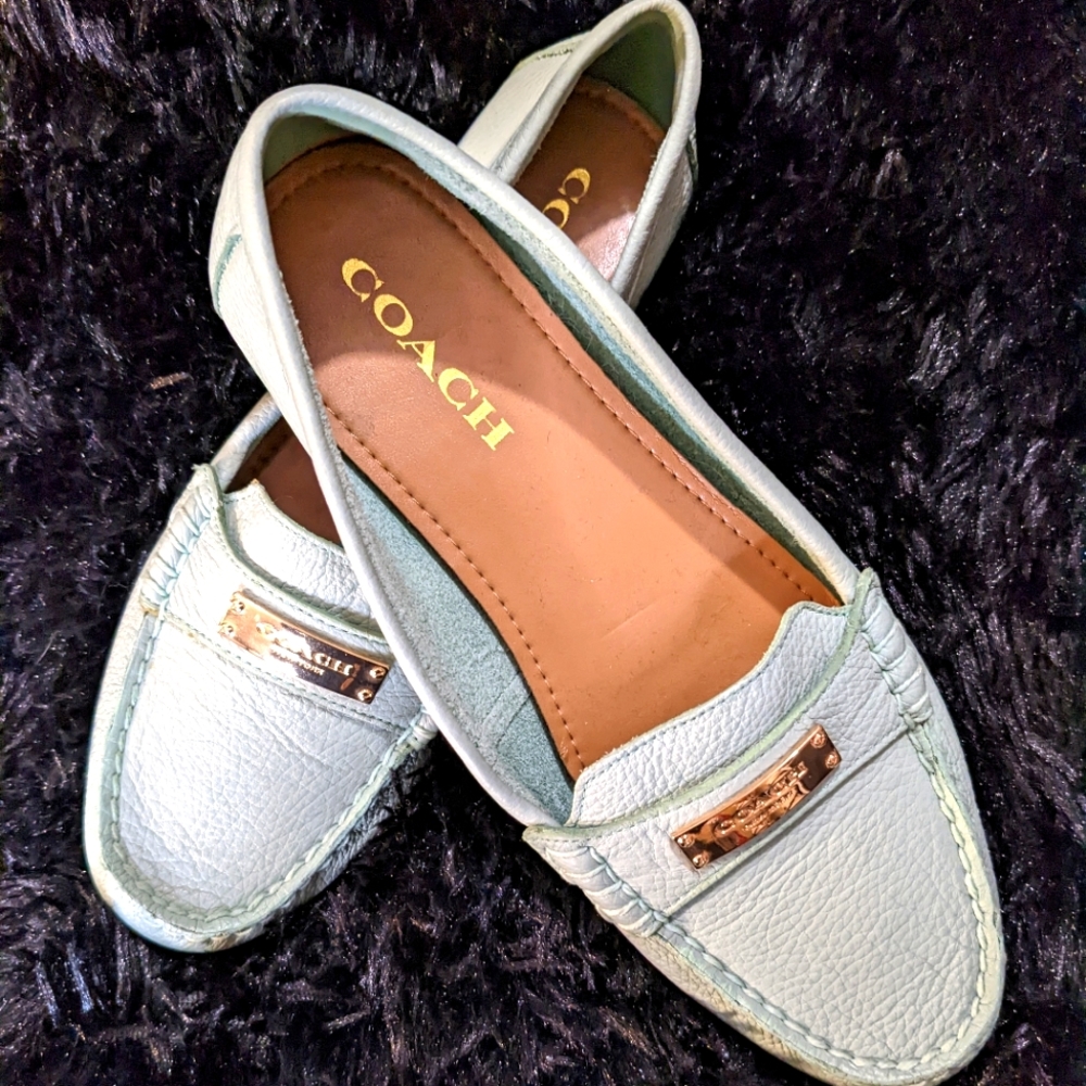 Coach mint green loafers